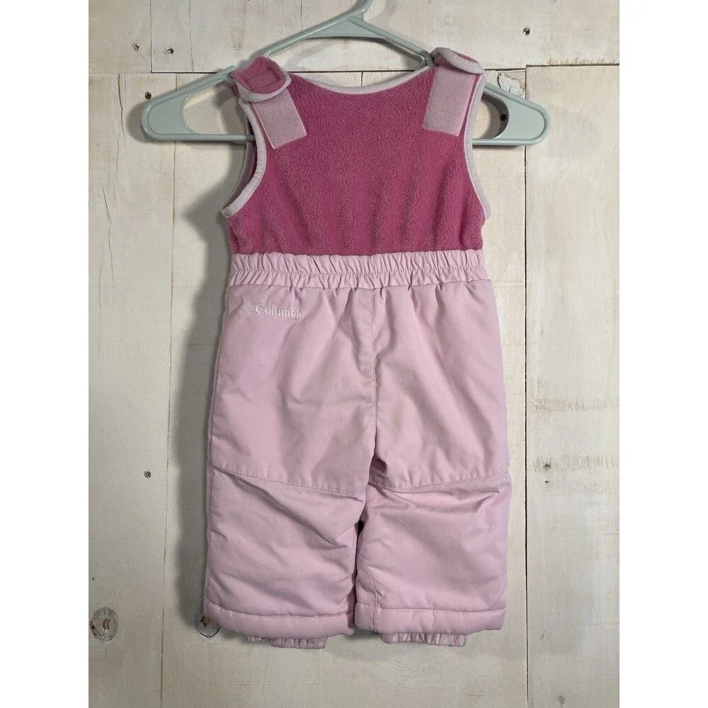 Vintage Columbia Baby Girls Pink SnowPants‎ Bib Heart 12 Months Winter Gear
